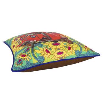 Red Taxi Glaze Cotton Cushion Cover 16x16 Inches 4
