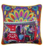 Scarlet Taxi Glaze Cotton Cushion Cover 16x16 Inches