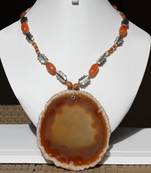 Brown Agate and Silver Necklace.