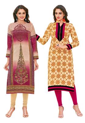 Multicolor Printed 2 Cotton Unstithced Kurti 1