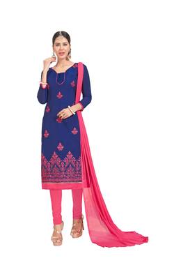Blue embroidered chanderi salwar with dupatta 1