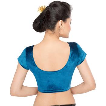 Firozi Velvet Plain Stitched Blouse 3