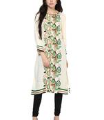 Off white printed rayon stitched kurti