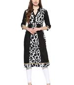 Black printed polyester stitched kurti
