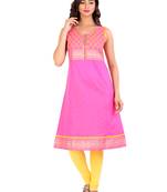 Pink printed cotton stitched kurti