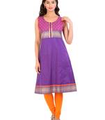 Violet printed cotton stitched kurti