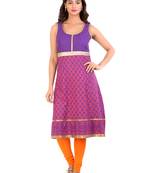 Violet printed cotton stitched kurti