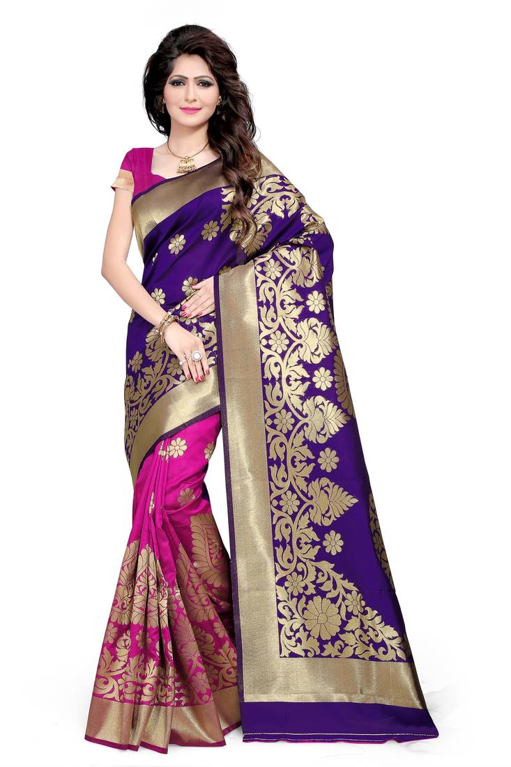 Multicolor woven silk saree with blouse