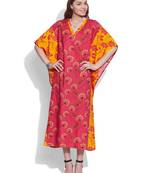 Pink cotton printed kaftan