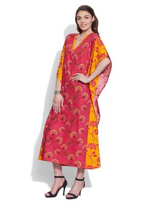 Pink cotton printed kaftan 2