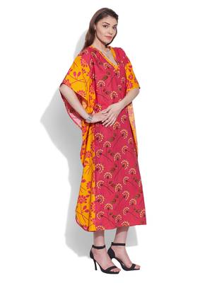 Pink cotton printed kaftan 3