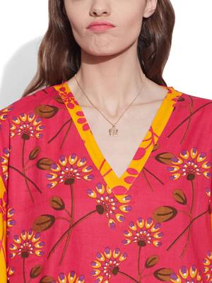 Pink cotton printed kaftan 6