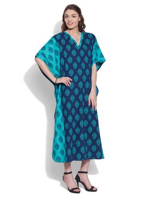 Blue cotton printed kaftan 3