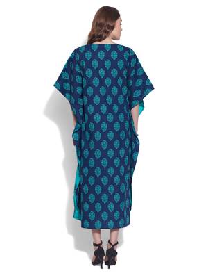 Blue cotton printed kaftan 4