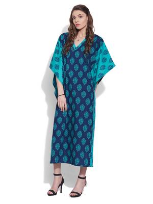 Blue cotton printed kaftan 5
