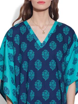 Blue cotton printed kaftan 6