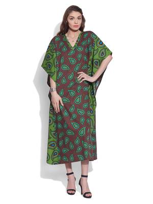 Brown cotton printed kaftan 1