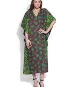 Brown cotton printed kaftan