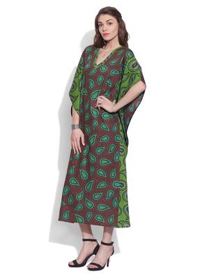 Brown cotton printed kaftan 2