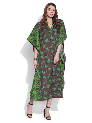 Brown cotton printed kaftan 5