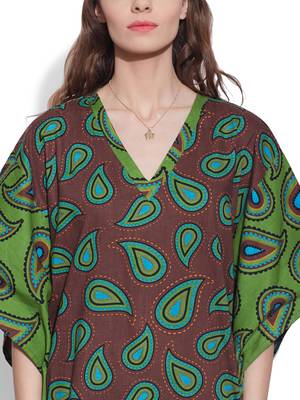 Brown cotton printed kaftan 6