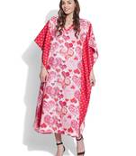 Pink cotton printed kaftan