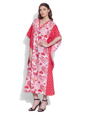 Pink cotton printed kaftan 2