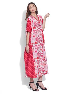 Pink cotton printed kaftan 3