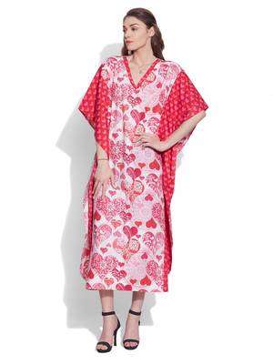 Pink cotton printed kaftan 5