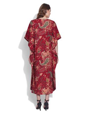 Maroon cotton printed kaftan 4