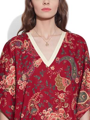 Maroon cotton printed kaftan 6