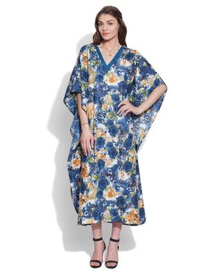 Navy cotton printed kaftan 1