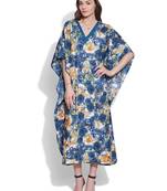 Navy cotton printed kaftan
