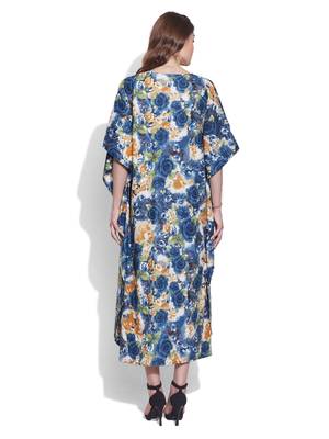 Navy cotton printed kaftan 4