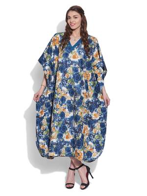 Navy cotton printed kaftan 5