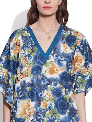 Navy cotton printed kaftan 6