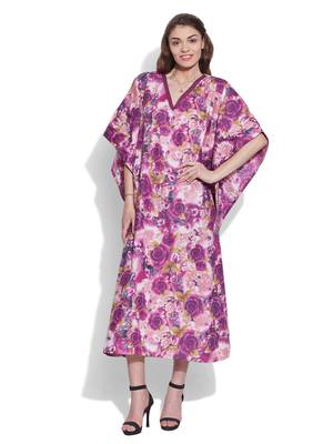 Pink cotton printed kaftan 1