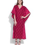 Raspberry cotton printed kaftan