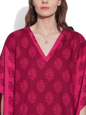 Raspberry cotton printed kaftan 6