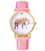 Pink quartz women watch