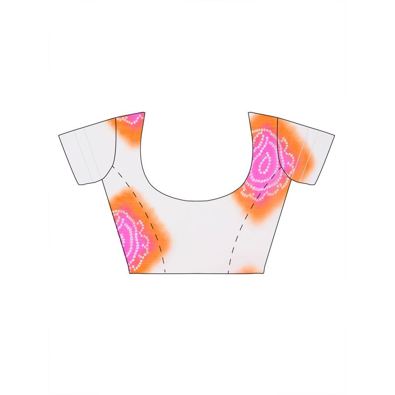 White printed georgette saree with blouse