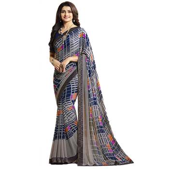 Multicolor printed georgette saree with blouse 1