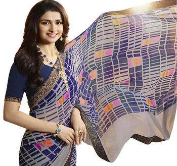 Multicolor printed georgette saree with blouse 2