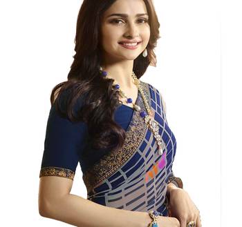 Multicolor printed georgette saree with blouse 3
