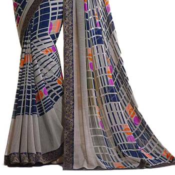 Multicolor printed georgette saree with blouse 5