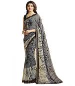 Multicolor printed georgette saree with blouse