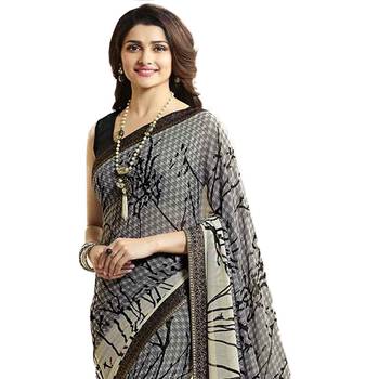 Multicolor printed georgette saree with blouse 2