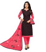 Black embroidered cotton salwar with dupatta