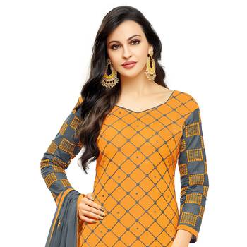Light-yellow embroidered cotton salwar with dupatta 2