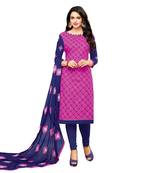 Pink embroidered cotton salwar with dupatta